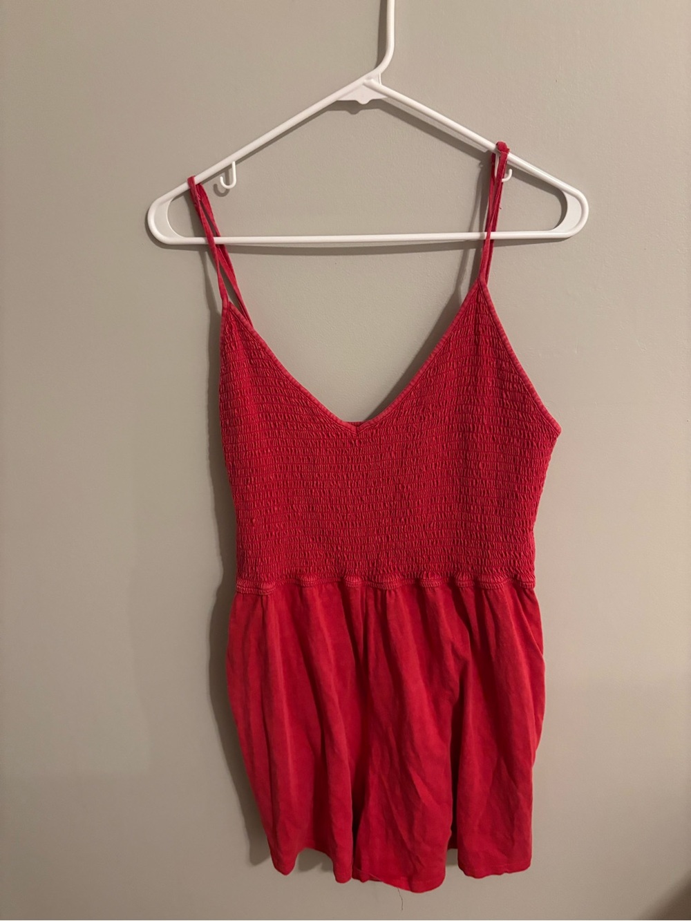 wild fable Red Smocked V-Neck Cami Romper